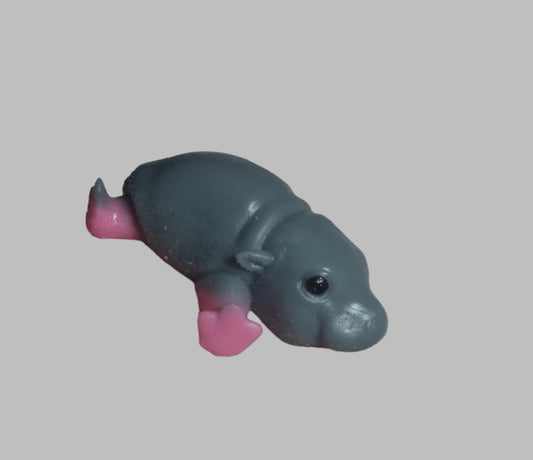 SQUISHY HIPPO Handmade TABA style squishy. Baby Hippo. Grey and Pink
