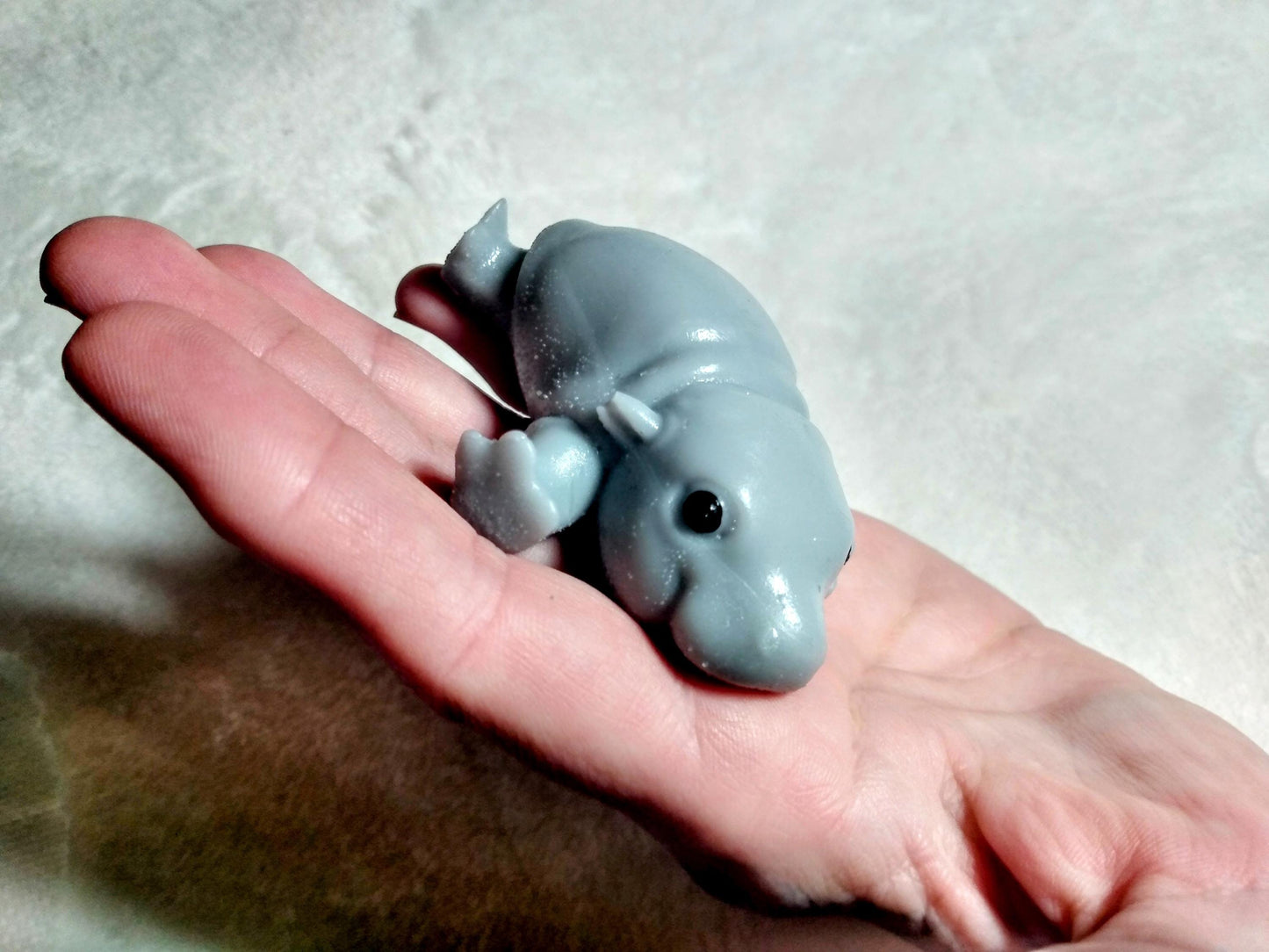 SQUISHY HIPPO Handmade TABA style squishy. Baby Hippo. Light Grey.