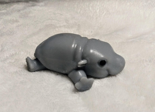 SQUISHY HIPPO Handmade TABA style squishy. Baby Hippo. Light Grey.