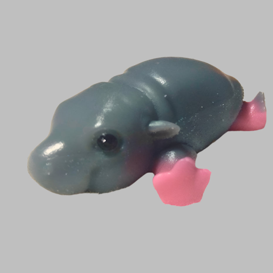 SQUISHY HIPPO Handmade TABA style squishy. Baby Hippo. Grey and Pink