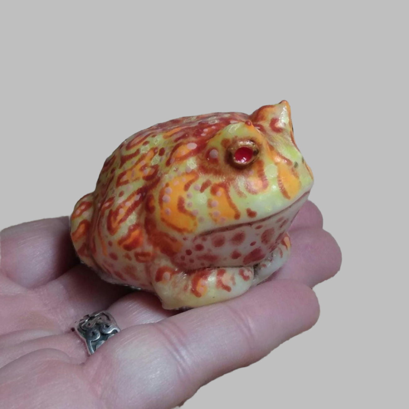SQUISHY Albino PacMan type Frog. Silicone Frog Fidget