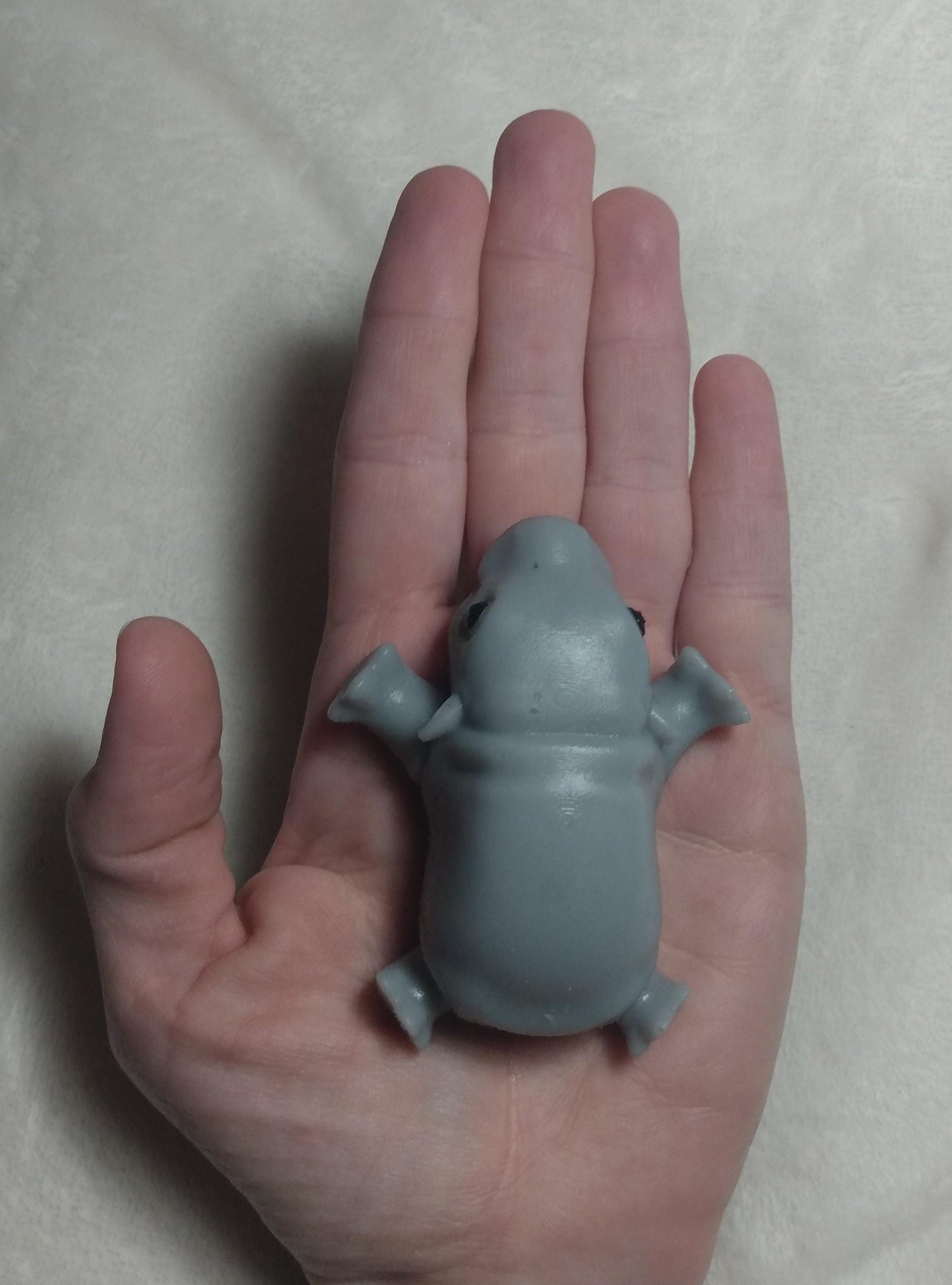 SQUISHY HIPPO Handmade TABA style squishy. Baby Hippo. Light Grey.