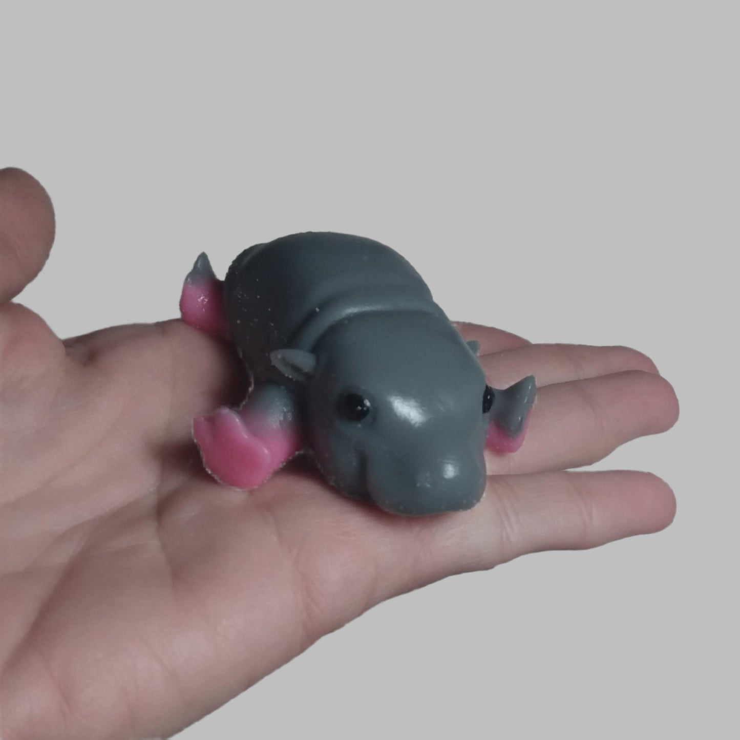 SQUISHY HIPPO Handmade TABA style squishy. Baby Hippo. Grey and Pink